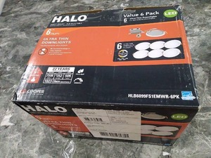 lot 46887 image: HALO HLBPH6099FS1EMWR Canless Recessed Downlight wRemote DriverJunction Box Integrated LED Kit HLBPH Selectable 2700K, 3000K, 3500K, 4000K, 5000K CCT New Construction 6 inch White