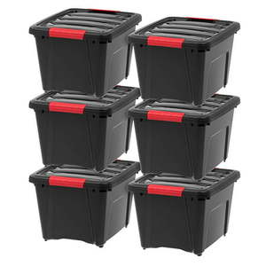 lot 46901 image: IRIS USA 19 Quart Stack & Pull�� Box 6 Pack Black
