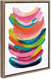 lot 46904 image: Kate and Laurel Sylvie Bright Abstract Framed Canvas Wall Art by Jessi Raulet of EttaVee, 18x24 Gold, Decorative and Colorful Home Decor