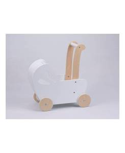 lot 46928 image: Moover Toys Line Design Baby Doll Wooden Pram - missing handle, sold as is