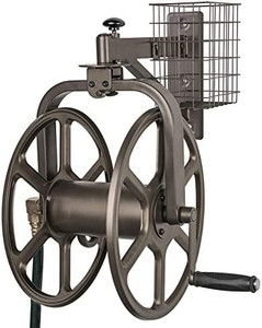 lot 47314 image: Liberty GARDEN 712 Single Arm Navigator Multi-Directional Garden Hose Reel, Holds 125-Feet of, 58-Inch, Bronze