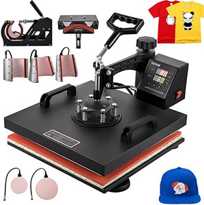 lot 47326 image: VEVOR Heat Press 15x15 Inch 8 in 1 Heat Press Machine Digital Multifunctional Sublimation Heat Transfer Machine Dual LED Display 360 Degree Rotation Swing Away for Printing T Shirts Hat Mug Cap Plate Amazons Choice for vevor heat press 15x15