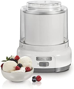 lot 47329 image: Hamilton Beach Electric Automatic Ice Cream Maker, Frozen Yogurt, Sorbet, Custard 1.5 Quart, White (68880)