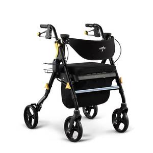lot 47333 image: Medline Empower Rollator, Folding Rolling Walker, 8 Wheels, 300lb Weight Capacity, Black Frame