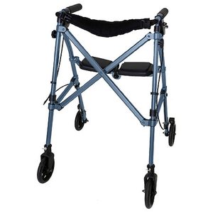 lot 47349 image: Able Life Space Saver Rollator, Lightweight Folding Mobility Rolling Walker for Seniors and Adults, 6-inch Wheels, Locking Brakes, and Padded Seat with Backrest, Cobalt Blue (B085LV9GSH)