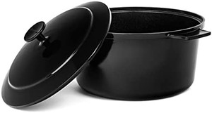 lot 47365 image: Granitestone Dutch Oven, 6.5 Quart Ultra Nonstick Enameled Lightweight Aluminum Dutch Oven Pot with Lid, Round 6.5 Qt. Stock Pot, Dishwasher & Oven Safe Induction Capable Healthy 100% PFOA Free, Black