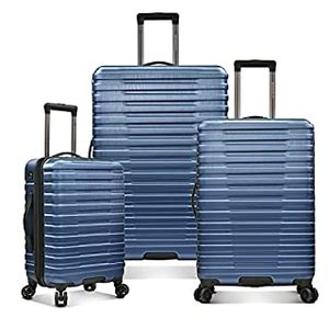 lot 47366 image: U.S. Traveler Boren Polycarbonate Hardside Rugged Travel Suitcase Luggage with 8 Spinner Wheels, Aluminum Handle, Navy, 3-Piece Set (B085B4KBX6)