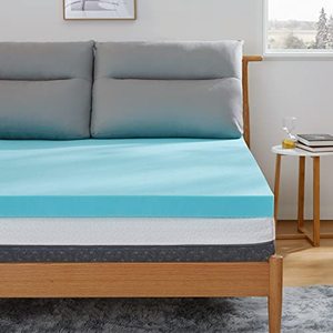 lot 47375 image: Marsail 3 Inch Memory Foam Mattress Topper, Cooling Gel Ventilated Design, CertiPUR-US Certified, Queen