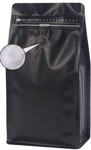 lot 31101 image: Coffee Bags with Valve(50 - pcs,16 oz1 lb) Black High Barrier Aluminum Foil Flat Bottom Standing Empty Coffee Beans Storage Bag,Reusable Heat Sealable Side Zipper Pouches for Home or Store
