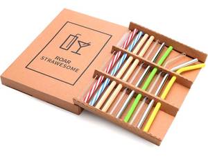 lot 31108 image: BMTick UK  Glass, Silicone, Bamboo, Stainless Steel and Plastic Reusable Drinking Straws (10)