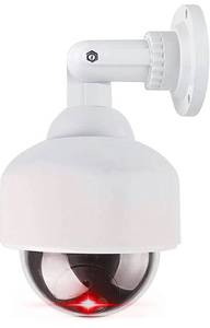 lot 31119 image: Dummy Fake Security Dome Camera with 1 Flashing Red LED Light and Security Alert Sticker Decal, Indoor Outdoor Use (DOW-1), White