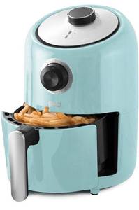 lot 32789 image: DASH Compact Air Fryer Oven Cooker with Temperature Control, Non-stick Fry Basket, Recipe Guide  Auto Shut off Feature, 2 Quart - Aqua