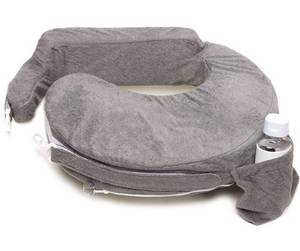 lot 32794 image: My Brest Friend Deluxe Nursing Pillow for Breastfeeding & Bottle Feeding, Enhanced Posture Support, Double Straps & Removable Extra Soft Slipcover, Evening Grey