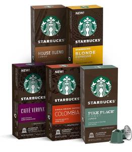 lot 32807 image: Starbucks by Nespresso, Best Seller Variety Pack (50-count single serve capsules, compatible with Nespresso Original Line System)