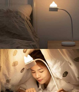 lot 36726 image: Flexible Gooseneck LED Desk Lamp, 2W Soft Silicone Cute Cat Design Night Light USB Rechargeable Battery (White)