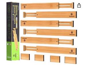 lot 36729 image: Antonin Bamboo Drawer Dividers, Drawer Separators Splitter,17-22 inches Long Adjustable Spring-loaded