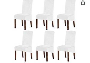 lot 36750 image: Lot of 6 H.Versailtex Velvet Dining Chair Cover (White)