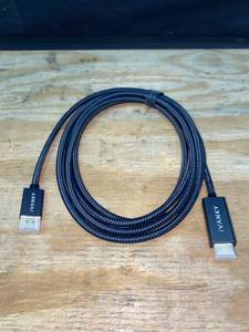 lot 36751 image: Lot of 2 DisplayPort to HDMI Cable 10ft, iVanky Unidirectional DP to HDMI Cable, HD 1080P Heavy Duty, Nylon Braided & Gold-Plated - Grey