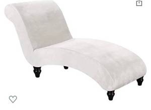 lot 36753 image: FantasDecor Chaise Lounge Slipcover Velvet Chaise Lounge Cover (Ivory)