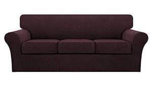 lot 36756 image: Sofa Covers for 3 Cushion Couch Sofa Slipcover Soft Couch Cover (Brown Large)