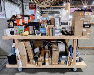 lot 99999 image: Large 8 ft x 4 ft Cart Full of Miscellaneous Items - Mostly New - Miscellaneous Unclaimed Items