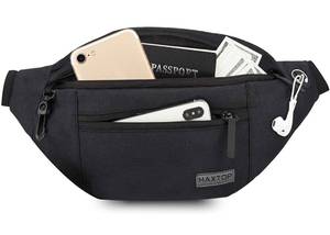 lot 31134 image: MAXTOP Large Crossbody Fanny Pack with 4-Zipper Pockets,Gifts for Enjoy Sports Festival Workout Traveling Running Casual Hands-Free Wallets Waist Pack Phone Bag Carrying All Phones