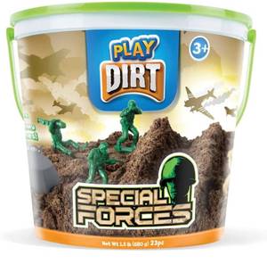 lot 31150 image: Kids Dirt Bucket - Special Forces (1.5 Lb) - Unique Dirt-Like Sand for Burying and Digging Fun - Includes 16 Army Soldiers and 2 Rock Molds