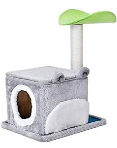lot 31151 image: 2021 Cat Tree with Scratch Post for Cats and Kittens, Cute Totoro Design with Cat House and Leaf Cat Perch