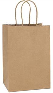 lot 31154 image: Kraft Paper Bags Approx 50 Pcs 5.25x3.75x8 Inches Small Paper Gift Bags with Handles Bulk, Paper Shopping Bags, Kraft Bags, Party Bags, Brown Bags