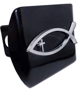 lot 31157 image: Plastic Christian Fish Cross Black Hitch Cover