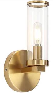 lot 31163 image: Heircido Mini Wall Sconce Gold Bathroom Light Fixtures, 1 Light Bathroom Vanity Light, Metal and Glass Wall Sconce, Modern Wall Sconce Lighting, Indoor Living Room Bedroom Wall Lights