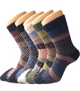 lot 31173 image: 5 Pack Womens Wool Socks Winter Warm Socks Thick Knit Cabin Cozy Crew Soft Socks Gifts for Women Fits Shoe Sizes 5-9