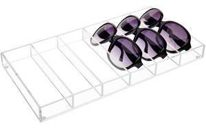 lot 32828 image: 6 Slot Premium Grade Clear Acrylic SunglassesEye Glasses Storage Organizer Display Case Tray