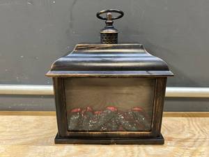 lot 32844 image: Battery Operated Tabletop Fireplace Lantern 8.5x4