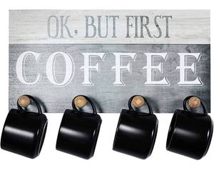 lot 32852 image: Ok, But First Coffee Sign Wall Mount Coffee Bar Decor Coffee Mug Holder, Coffee Station Decor(17 x 8.7 in.)