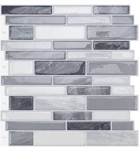 lot 32853 image: WOWSTAR 10-Sheet Peel and Stick Tiles, Marble Look Kitchen Backsplash Tiles, 12x12 (10, Gray)