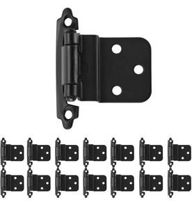 lot 32871 image: JQK 38 Inch Inset Cabinet Door Hinges Black, 20 Pack 10 Pairs Flush Face Mount Cupboard Self-Closing Kitchen Cabinet Hardware Hinges, CH201-BK-P20