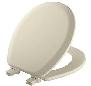 lot 31369 image: Mayfair Lift off Round Enameled Wood Toilet Seat in Bone with STA-TITE