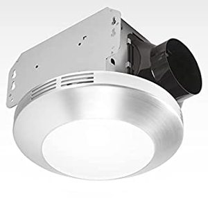lot 31373 image: Decorative Brushed Nickel 80 CFM Ceiling Mount Bathroom Exhaust Fan wLED Light