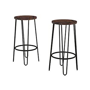 lot 31381 image: Lavish Home Bar Height Stools-Backless Barstools with Hairpin Legs Wood Seat-Kitchen or Dining Room- Modern Farmhouse Accent Furniture (Set of 2) (B07RGM3YW4)