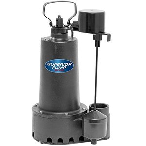 lot 31383 image: Superior Pump 92511 12 HP Cast Iron Submersible Sump Pump with Vertical Float Switch