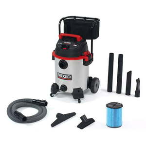 lot 31389 image: Ridgid 16 Gallon 6.5 Peak HP WetDry Vacuum with Cart 50353