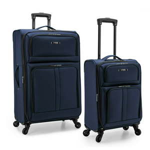 lot 45962 image: US Traveler Anzio 2-Piece Set 22 30 Small Carry-On and Large Check-In Rolling Luggage Softside Spinner Wheel Tow-Push Handle Travel Suitcase Bag, Navy