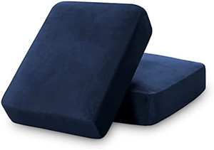 lot 46298 image: Stretch Velvet Couch Cushion Covers for Individual Cushions Sofa Cushion Covers Seat Cushion Covers, Thicker Bouncy with Elastic Edge Cover up to 10 Inch Thickness Cushions, Navy  (2 Pieces)