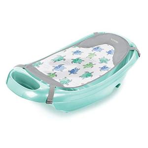 lot 46301 image: Summer Splish n Splash Newborn to Toddler Tub (Aqua) - 3-Stage Tub for Newborns, Infants, and Toddlers - Includes Fabric Newborn Sling, Cushioned Support, Parent Assist Tray, and a Drain Plug