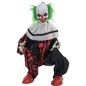 lot 46302 image: Haunted Hill Farm HHCLOWN-12FLSA Life-Size Animatronic Clown, IndoorOutdoor Halloween Decoration, Multi