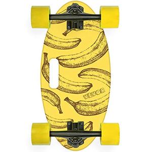 lot 46305 image: Popsport 19 Inch Longboard Skateboard 440LBS Strong 7 Ply Russian Maple Complete Skateboard Cruiser Skateboard with Handle for Beginners and Pro (Yellow Banana)