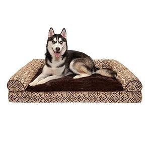 lot 46310 image: Furhaven Pet Bed for Dogs and Cats - Plush and Southwest Kilim Decor Sofa-Style Egg Crate Orthopedic Dog Bed, Removable Machine Washable Cover - Desert Brown, Jumbo (X-Large)