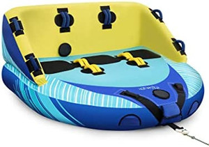 lot 46336 image: EVAJOY 3 Person Towable Tube for Boating, Inflatable Towable Tubes for Boats 1-3 Rider, Water Sports Tube with Dual Front and Back Tow Points, Inflatable Boat, Similar To Picture