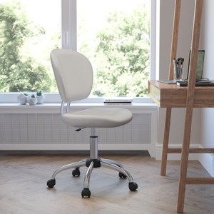 lot 46959 image: Flash Furniture - Mid-Back Mesh Padded Swivel Task Office Chair with Chrome Base, White